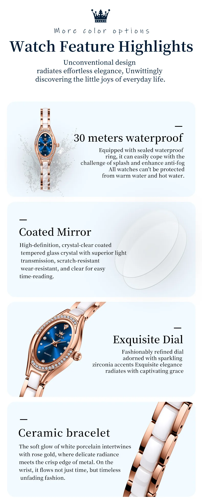 OLEVS 7131 Orologio da Donna - Confronto dimensioni