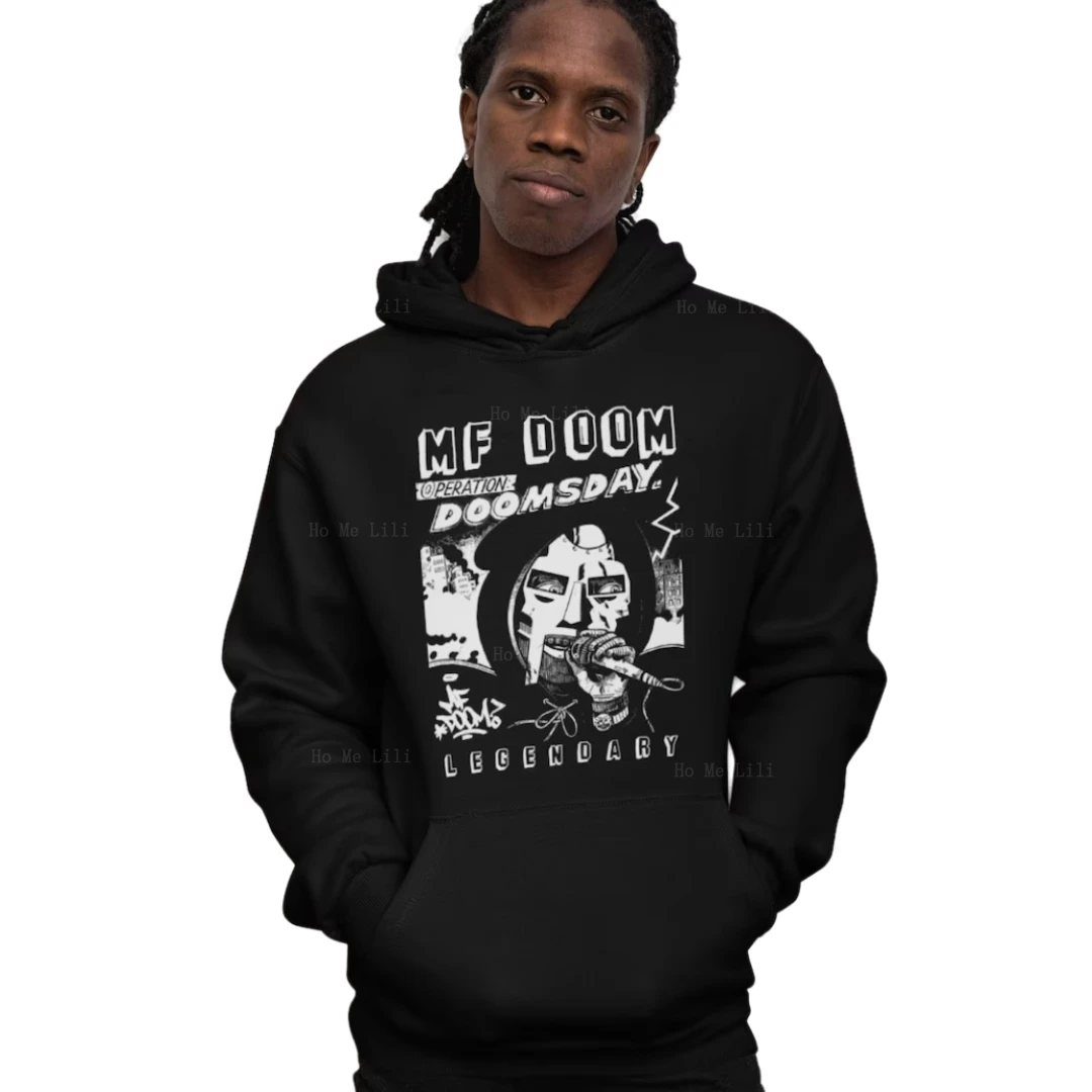 Mf Doom Felpa Con Cappuccio Hip Hop Rap Anni '90 Rapper Merch Streetwear Eminem Notorious Big Old School 2 Pac Street Fashion