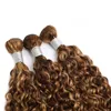 Sophianna Highlight Ombre 34 Inch 1 3 4 Bundles Double Weft Water Curly Bundles Brown Deep Wave Bundles 100%Human Hair Weaves 5