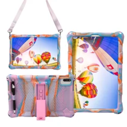 Children's Soft Stand Case for Lenovo Tab M8 Tablets (Pink 1 - Strap - Pen)