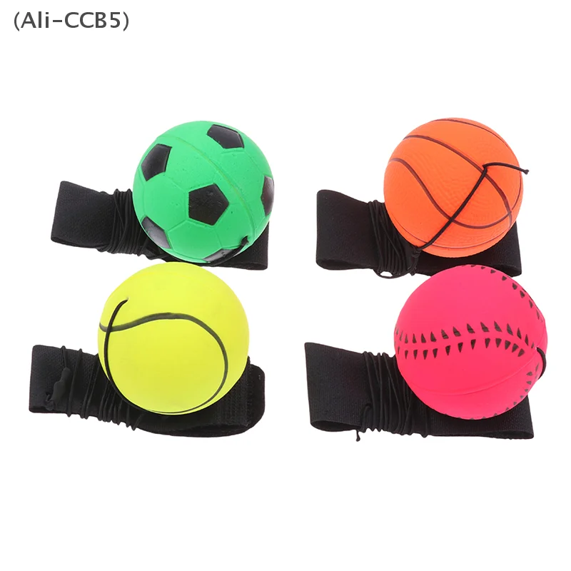 6CM Rubber Solid Hand Throwing Balls Wristband Bouncy Ball with Rope for Reaction Training