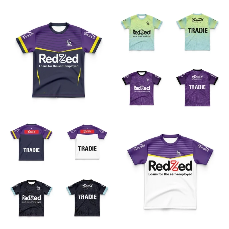 

2024 Kids Melbourne Storm Mens Home Away Training Rugby Jersey