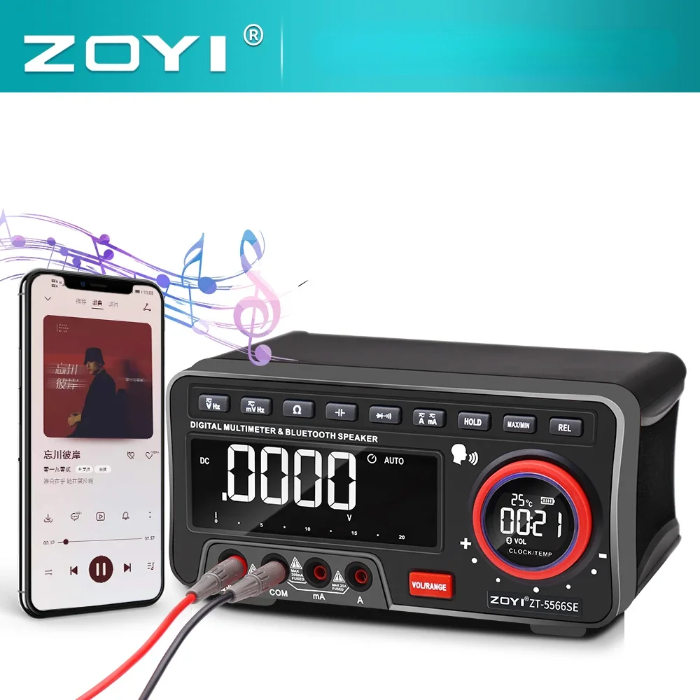 ZOYI ZT-5566SE Bench Voice Multimeter Bluetooth Tester 19999 Counts Profesional Digital True Rms Autorange Transistor Tool Meter