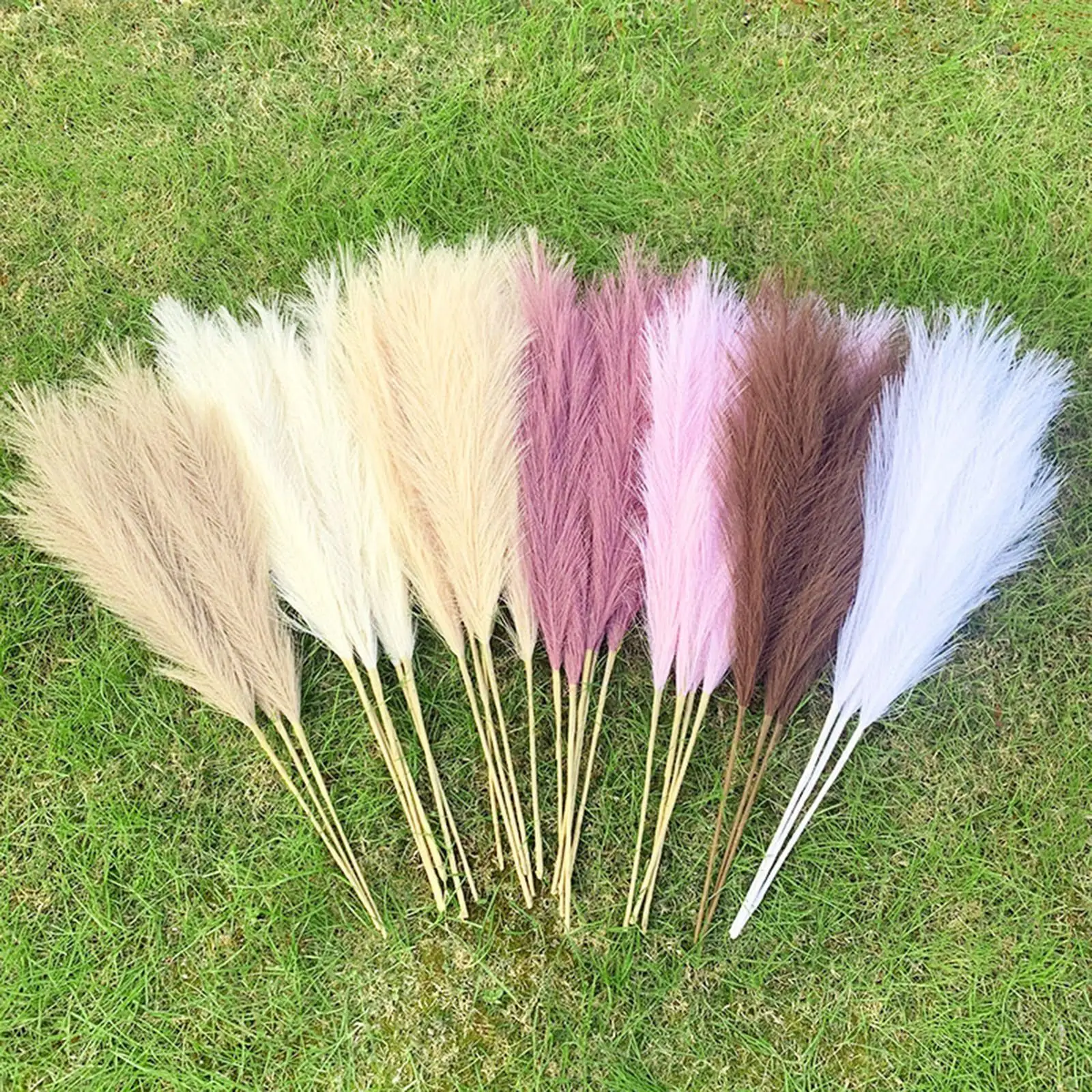 Faux Pampas Grass,5pcs Artificial Pampas Grass,27' Tall Fake Pompous