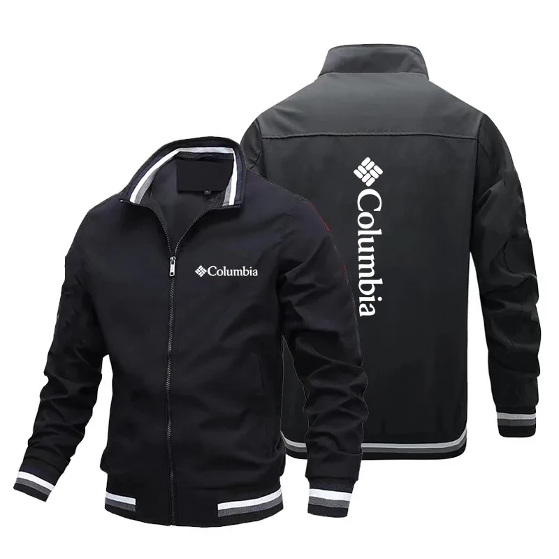 

Autumn and winter men's casual printed zipper outdoor sports youth jacket new fashion large size stand-up collar windproof coat