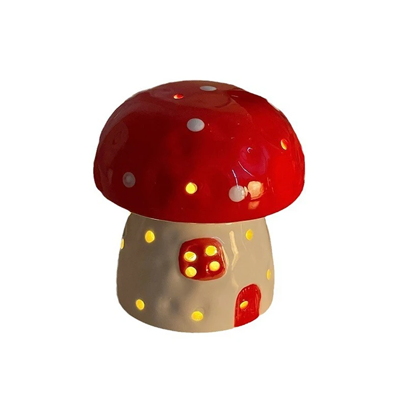 Creative Mushroom Small Night Lamp Bedside Light Home Decoration Ceramic Cute Mushroom Night Light Birthday Gift