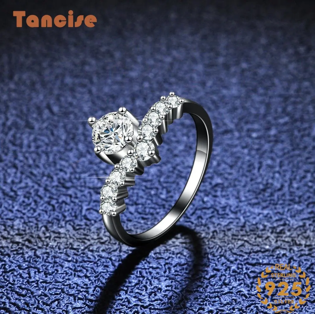 

Tancise Classic 925 Sterling 0.5 Carat Moissanite Ring for Women Ladies Jewelry Wedding Promise Party Gift