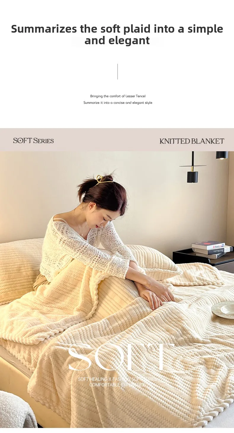 King Size Plaid Throw Blanket - Winter Sofa Comforter