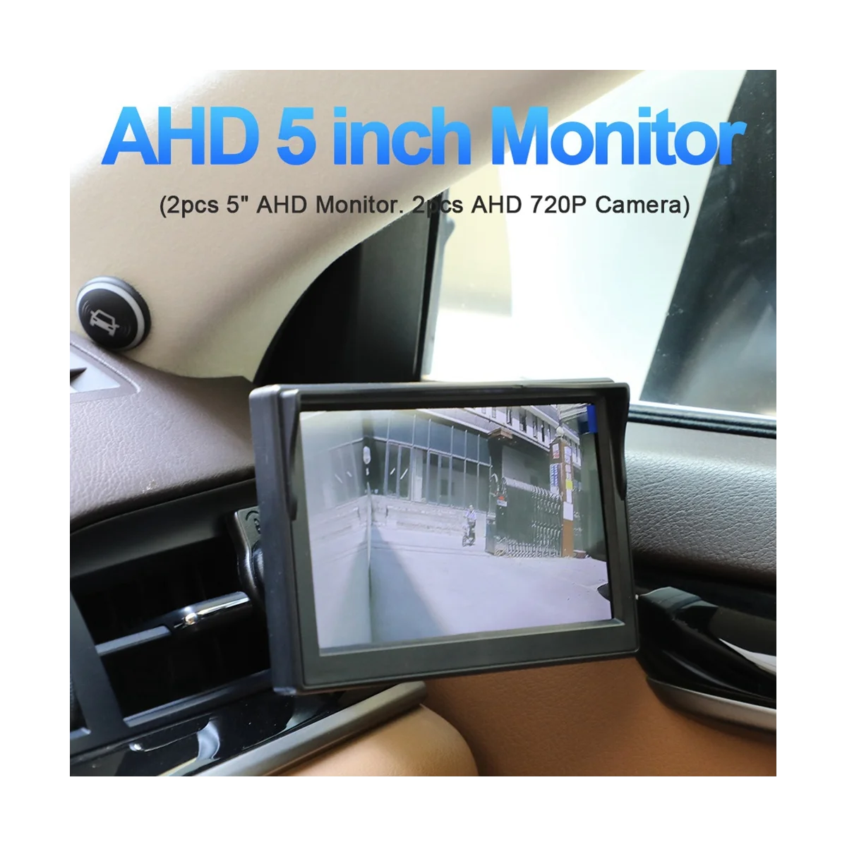 

Автомобильный AHD 5-дюймовый цифровой боковой монитор, зеркальная система с 2 камерами 720P HD ночного видения, боковой вид, черный + белый