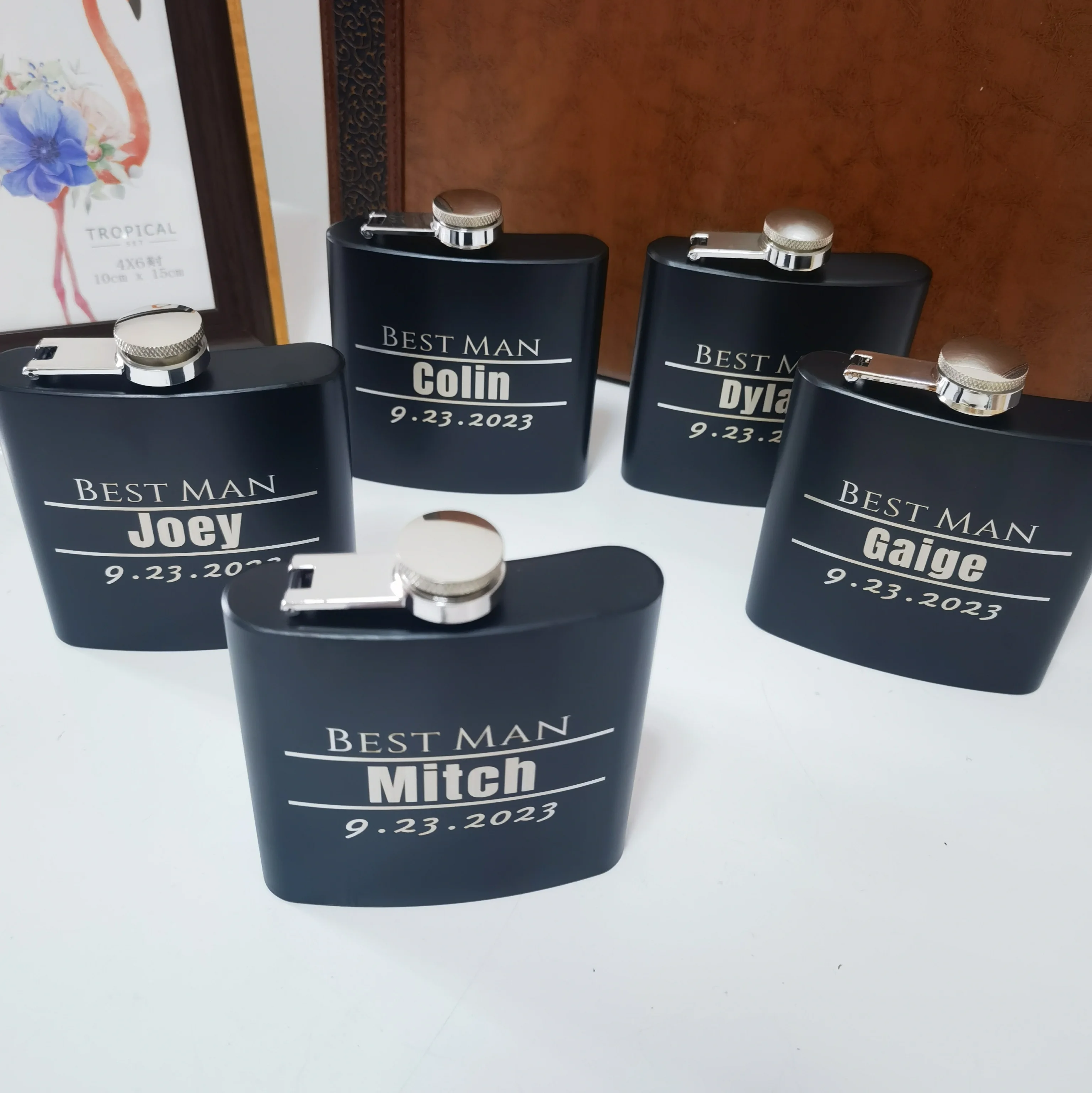 Free Customized 7oz Stainless Steel Hip Flask Best Man Gift for Whiskey Alcohol for Man Wedding Decoration Groomsman Gift