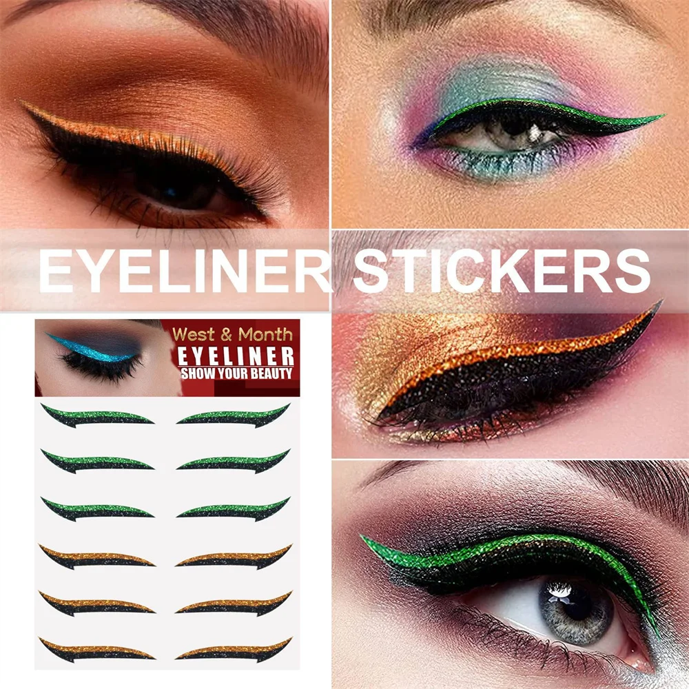 Hot Sale Waterproof Self Adhesive Reusable Glitter Eyeliner Sticker Makeup  for Dress up - China Tattoo Sticker and Face Gems price