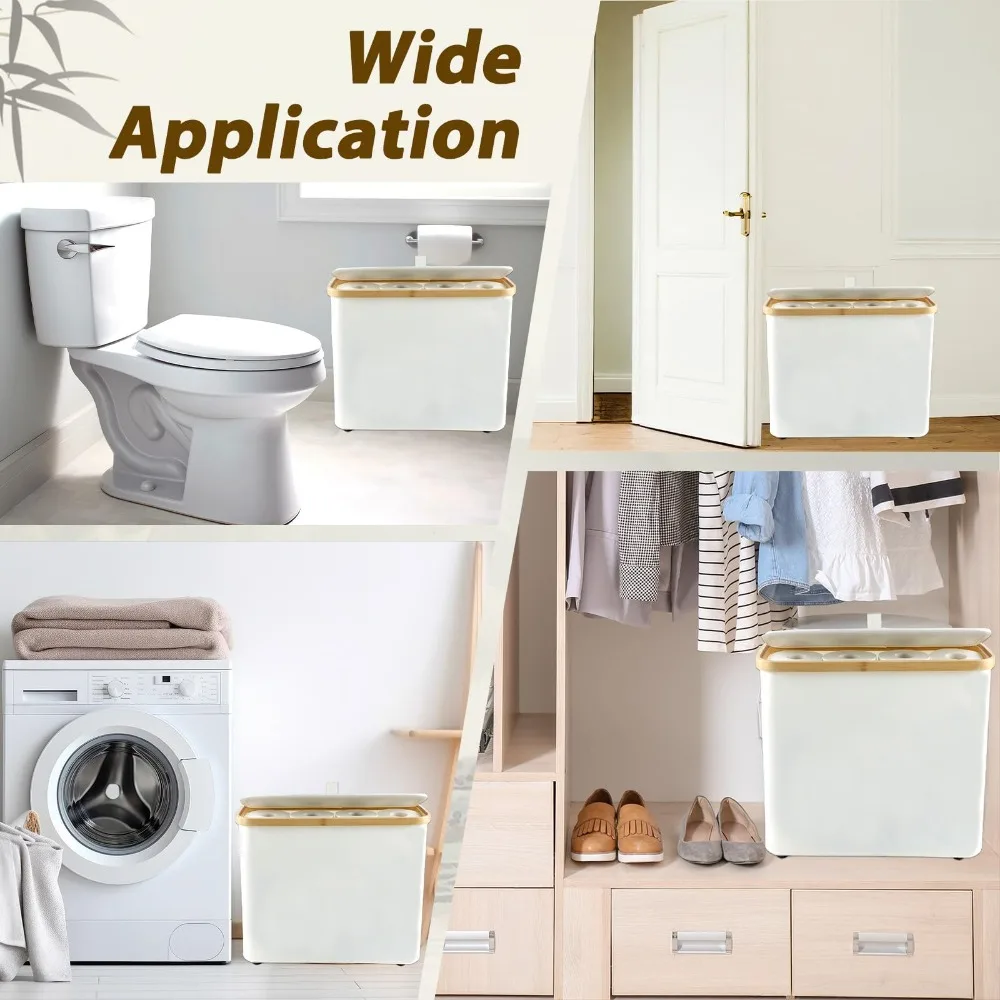 Bamboo Toilet Paper Basket Multifunctional Foldable Toilet Paper Storage Cabinet With Lid Large Capacity toilet paper holder toilet paper rack toilet roll holder