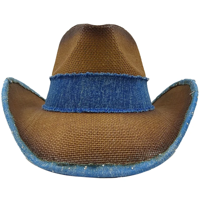 Neue männer Vintage Western Cowboy Hut Handgemachte Stroh Weben Strand Sonnenhut Gentleman Cowgirl Jazz Hut Sombrero Hombre – Detail 19