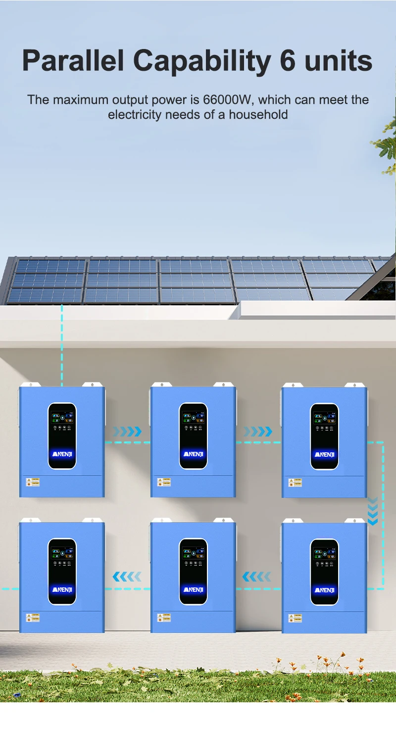 2025 New 11KW 48V Hybrid Solar Inverter Dual MPPT Pure Sine Inverter 230VAC 160A