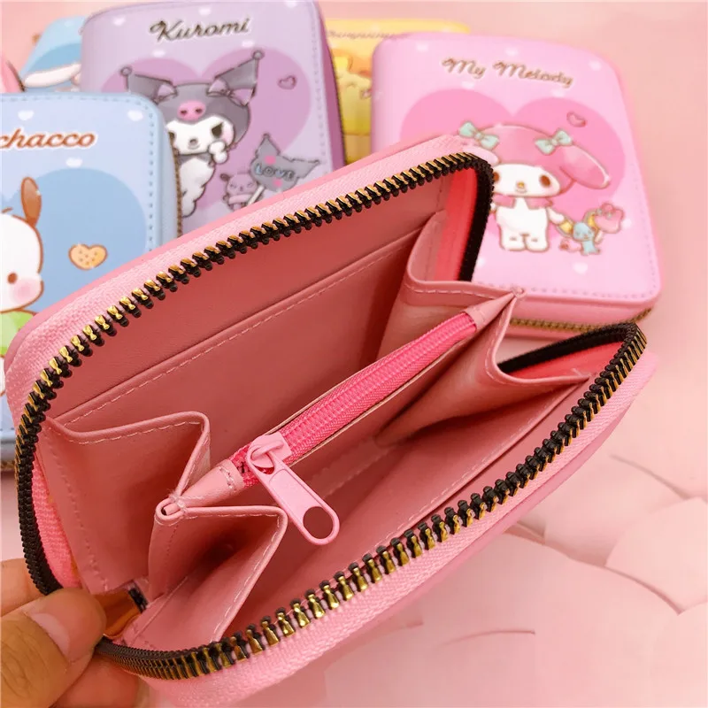 Cute Sanrio Cinnnamoroll Hello Kitty Coin Purses Mymelody Kuromi Pudding Wallet  Keychain Bags Card Holder Clutch Pouch Girl Gift - AliExpress