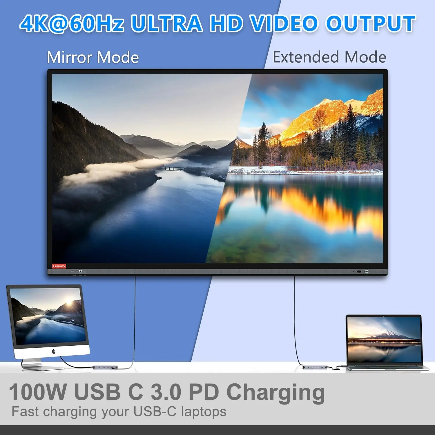 12-IN-1 USB Hub Hard Disk Enclosure Docking Statio M.2 NVMe SATA SSD Dual Protocol Type C 10Gbps 4K60Hz Adapter For Macbook Pro