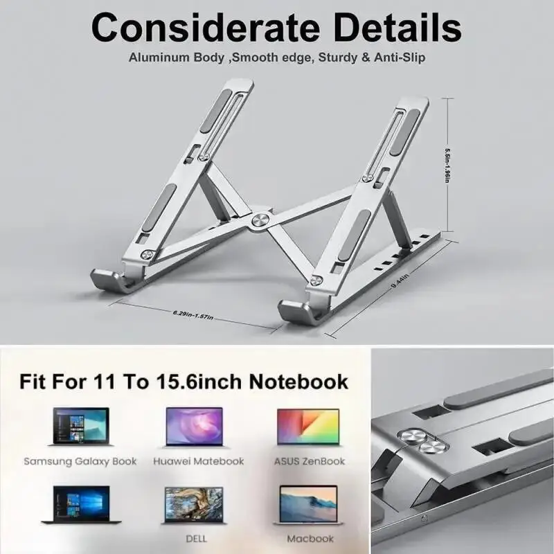 Laptop stand Portable Aluminum Notebook Support Computer Bracket Macbook Air Pro Holder Accessories Foldable for Pc