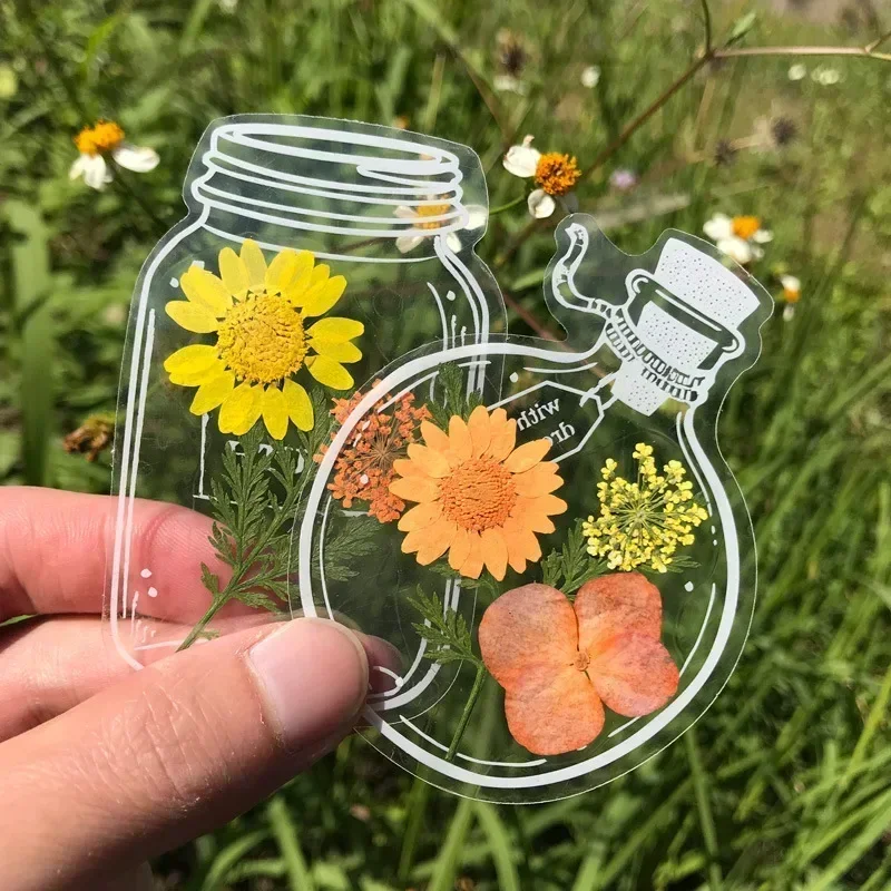20Pcs Glass Bottle Crystal Ball Shape Transparent Bookmark Making Sticker Handmade DIY Plant Insect Specimen Sticky Sealing Film