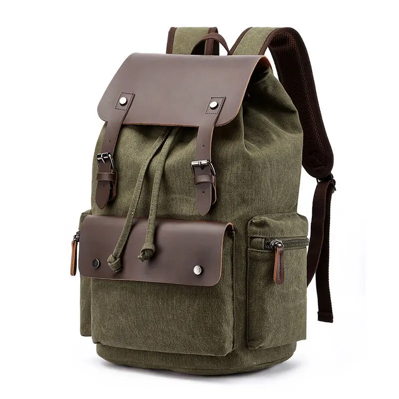 Vintage canvas backpack high quality business travel computer bag 4