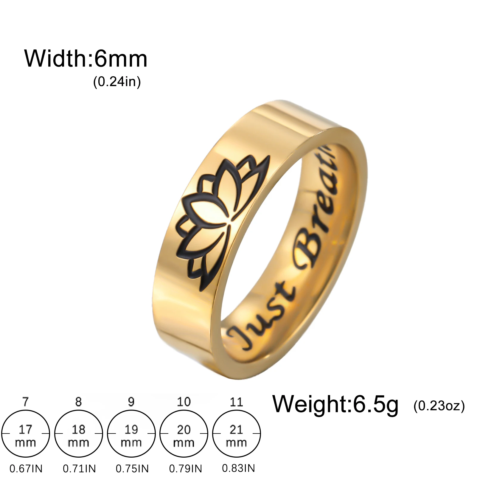 COOLTIME Just Breathe Ring für Männer Frauen Blume Lotus Edelstahl Ring Buddhismus Buddha Schmuck Geschenke Großhandel – Detail 1