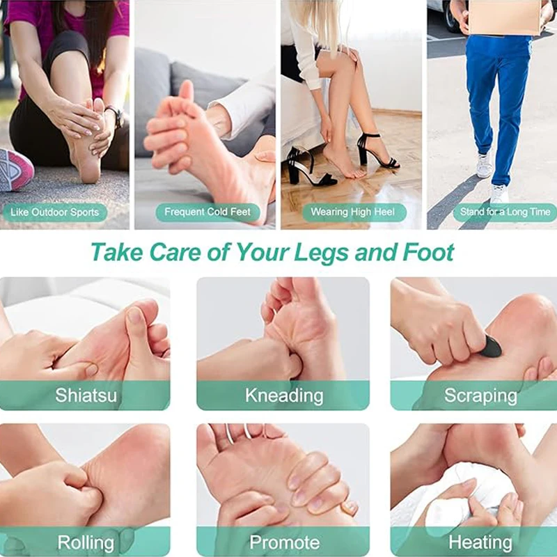 Electric Roller Foot Massager Heating Physical Therapy Acupoint Massage Deep Tissue Kneading Calf Sporting Home Health Portable