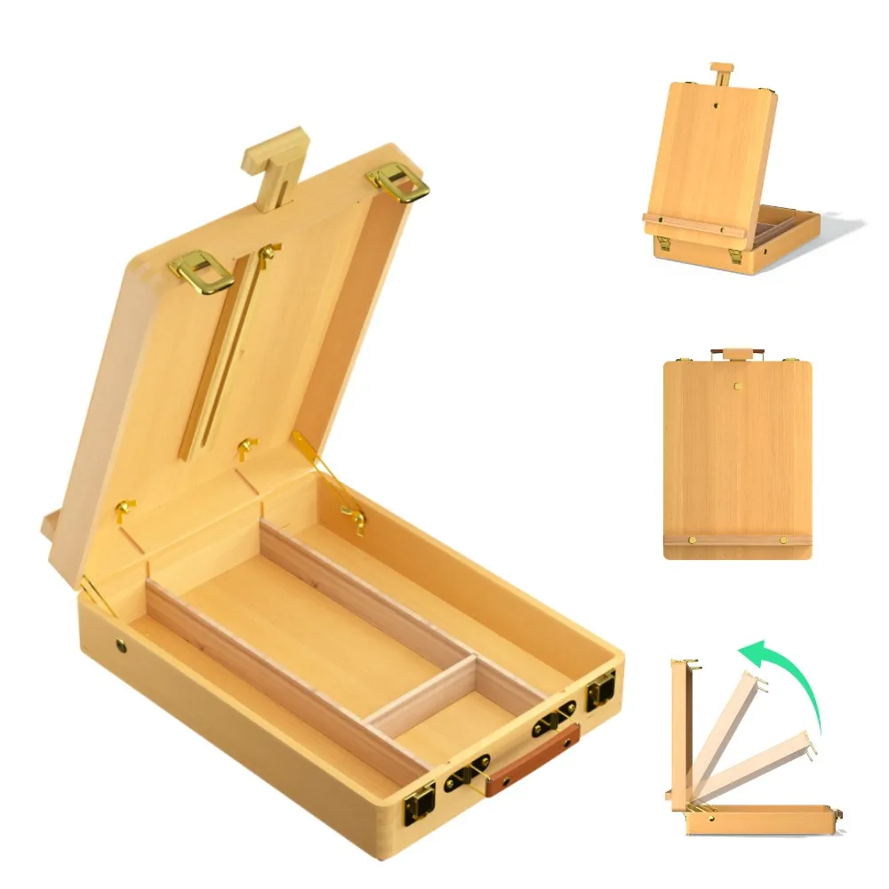 Adjustable Wood Table Sketchbox Easel,Desktop Artist Easel Premium Beechwood Sketch Easel Box for Painters Art Students&Beginner
