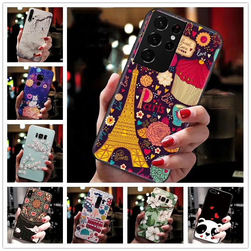 Charming 3D Embossed Black Silicone Protective Phone Cover