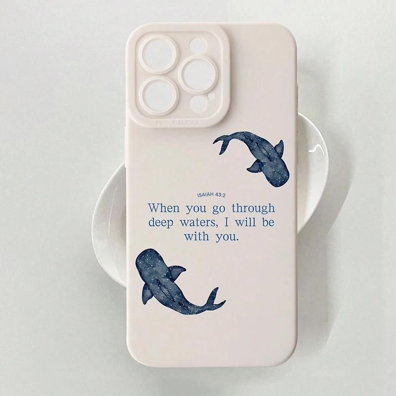 Minimalist Whale Shark Art Bible Verse TPU Phone Case Cover