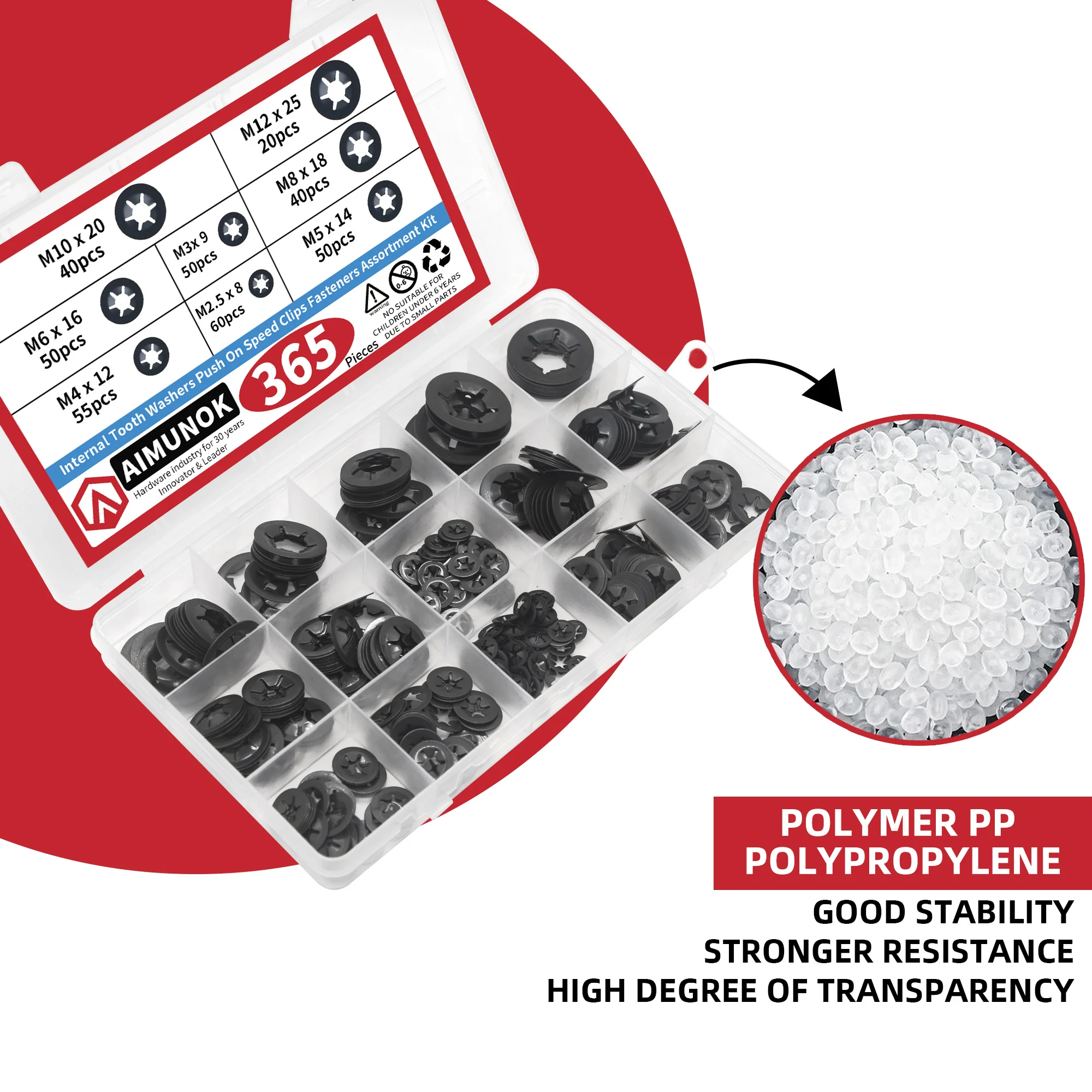 365PCS 8-Size Internal Tooth Starlock stainless steel washers-65Mn Steel Black Oxide Anti-Rust Speed Clips for Furniture/Car/Repairs & DIY