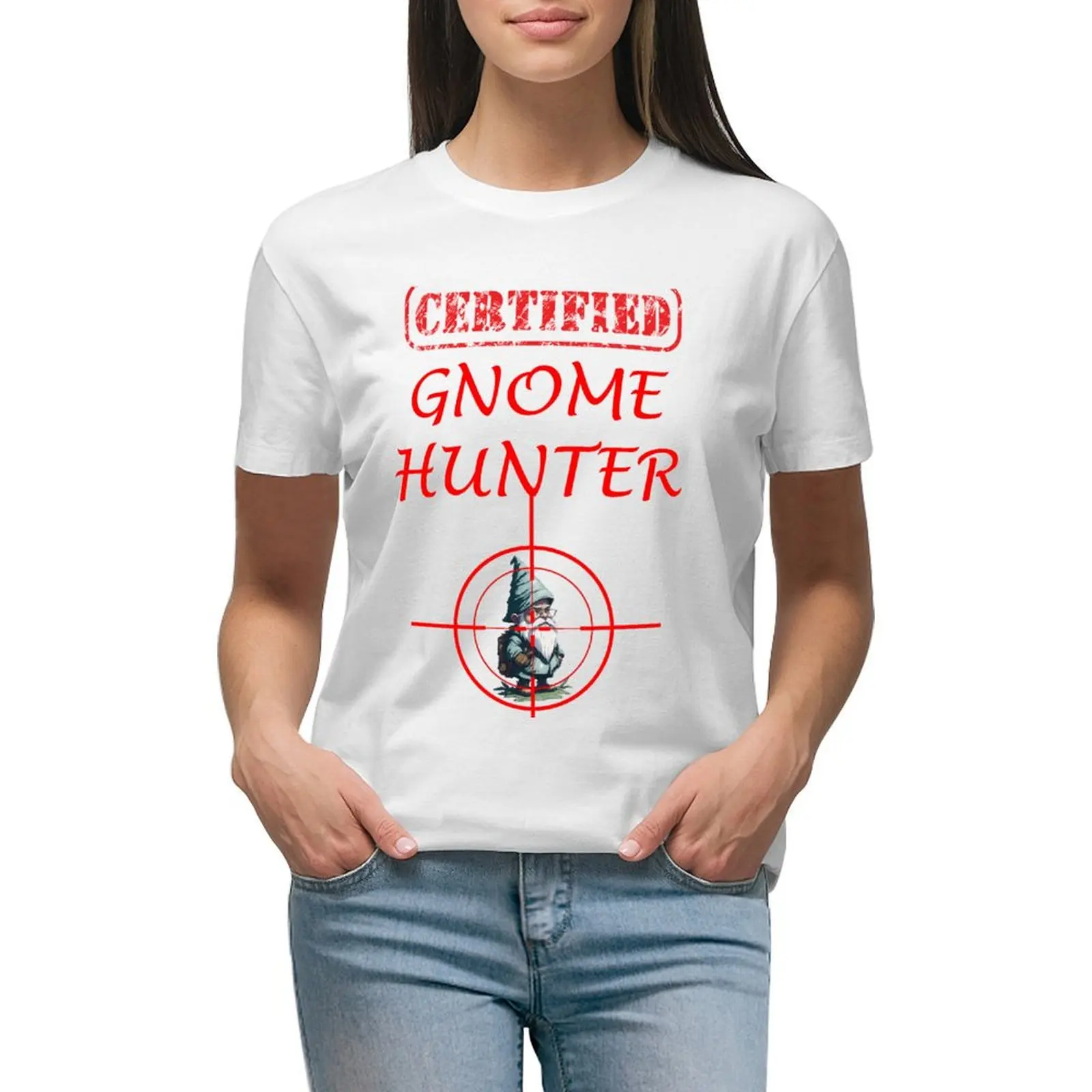 Gnome Hunter T-shirt tees Female clothing lady clothes t-shirt dress for Women sexy