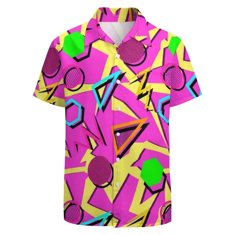thumbnail image 1 of Camisa hawaiana de playa con estampado 3D para hombre, divertida camisa de fiesta con gráficos retro, blusa abotonada de manga corta para hombre, ropa Y2k, 1 of 5
