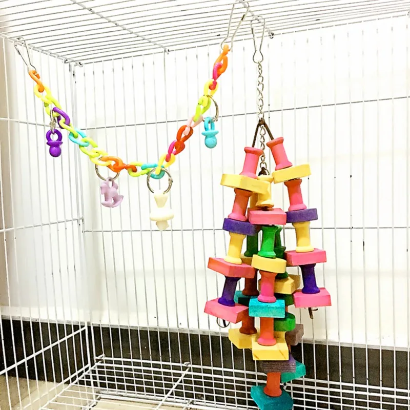 Bird Parrot Toy Large Natural Wooden Bird Chew Bite Resistant Cage Chewing Playing parrot toy,bird toy