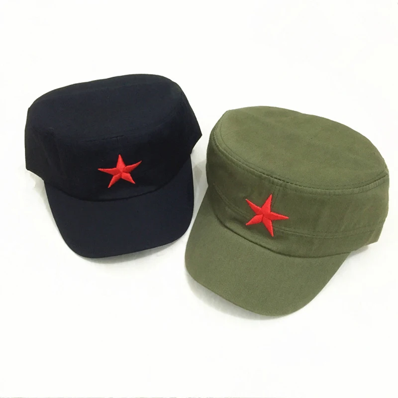 Classic Men Military Caps Training Men's Women's Flat Top Baseball Caps Adjustable Army Red Star Sun Hats Outdoor Casual Sports