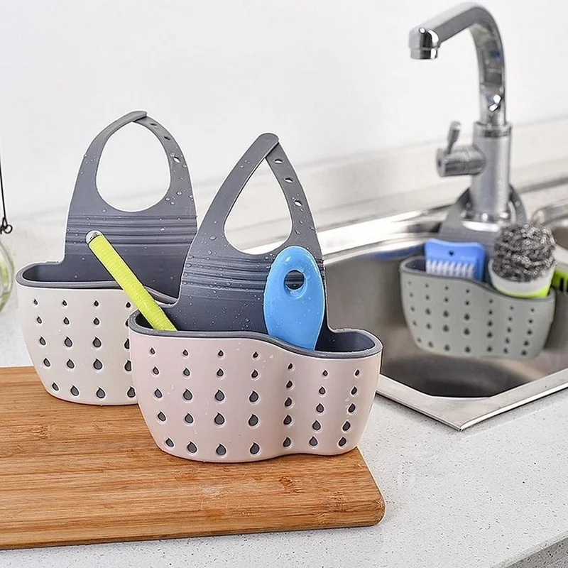 Kitchen Portable Basket Kitchen Gadgets Home Hanging Drain Basket Bag Bath Storage Utensils Sink Holder Kitchen Accessorie Tools