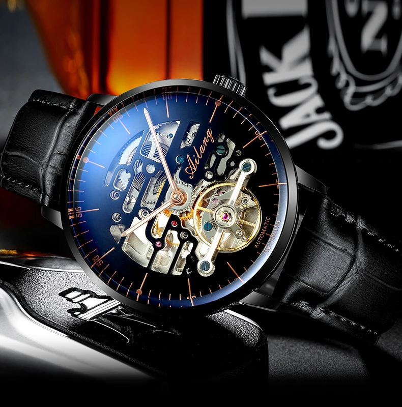 AILANG Nuovo di zecca, orologio meccanico alla moda per uomo, cinturino in pelle, impermeabile, luminoso, automatico, tourbillon_voghion.com