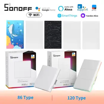 SONOFF TX 얼티밋 T5 와이파이 스마트 벽 스위치, EWeLink Alexa Google Alice Smartthings을 통한 지지대 커튼 모터 모드, 1 CH, 2 CH, 3CH, 4CH