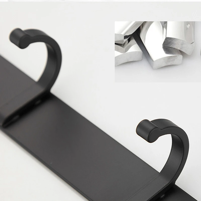 Space Aluminum Black Hook Bathroom Towel Hook Living Room Door Back Clothes Simple Black Storage To Save Space