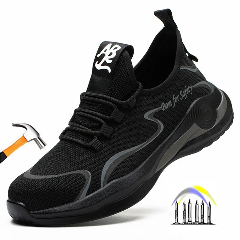 

Breathable Work Shoes with Steel Toe Cap lightweight work shoes men puncture proof work safety sneakers male protective shoes