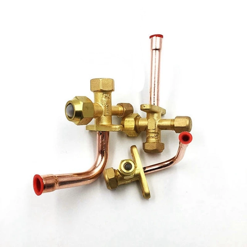 Brass Air Conditioner Shut Off Globe Valve Copper Straight Elbow