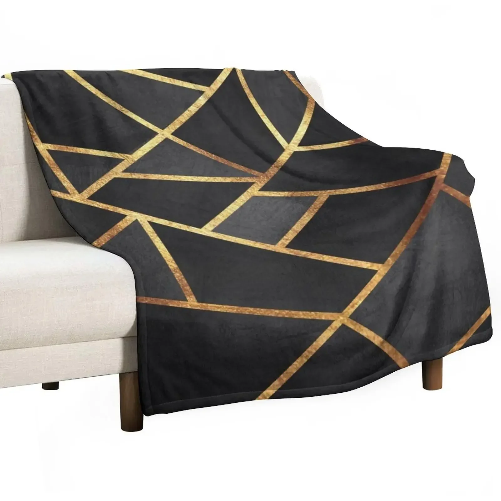 

Black Gold Stone Geometric Throw Blanket Multi-Purpose Soft Plush Plaid Cute Plaid Blankets