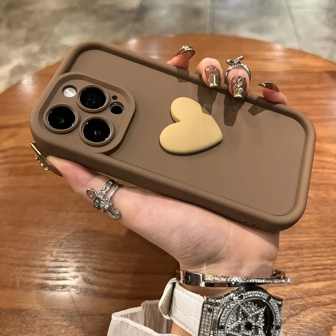 Coque de téléphone mignonne en forme de cœur d'amour 3D, étui en Silicone TPU souple antichoc pour 11 13 12 14 Pro Max 15 Plus, Protection d'appareil photo_voghion.com