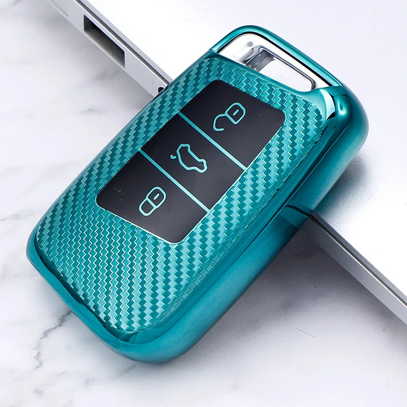 Sleek Carbon Fiber TPU Car Key Cover Case