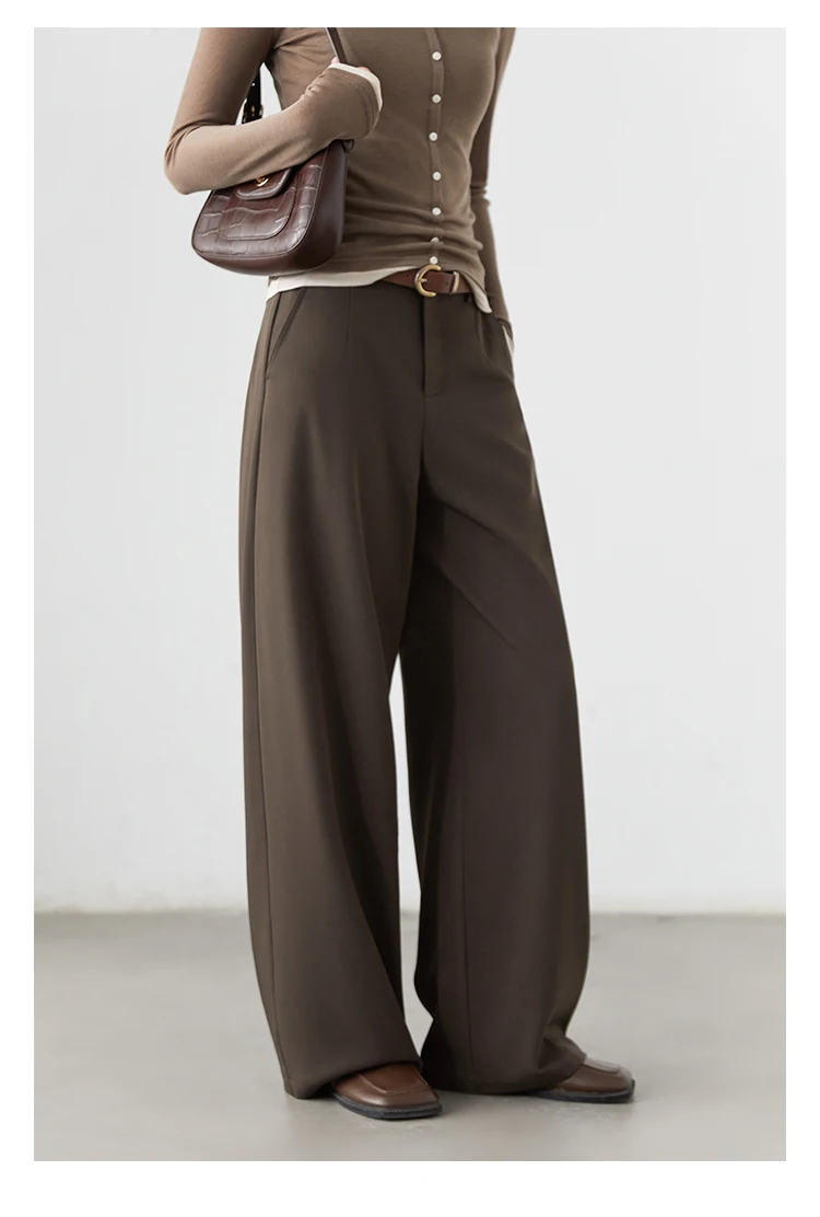 CHIC VEN Women Pants Solid Casual Slim Straight Leg Suit Wide Leg Ladies Trousers Spring Autumn 2025 Clothing for Woman