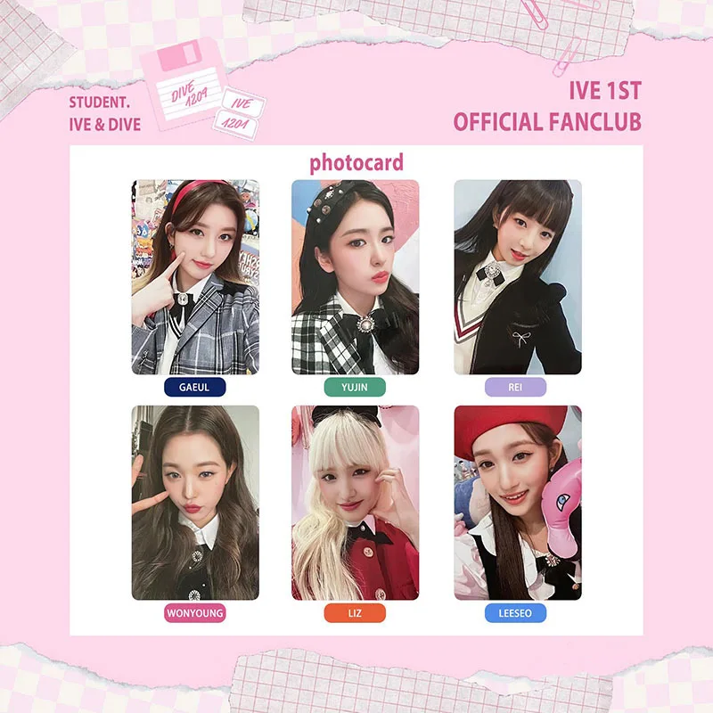 

Kpop Idol 6pcs/set Lomo Cards IVE Photocards 1st Fanclub Photo Card Postcard for Fans Collection