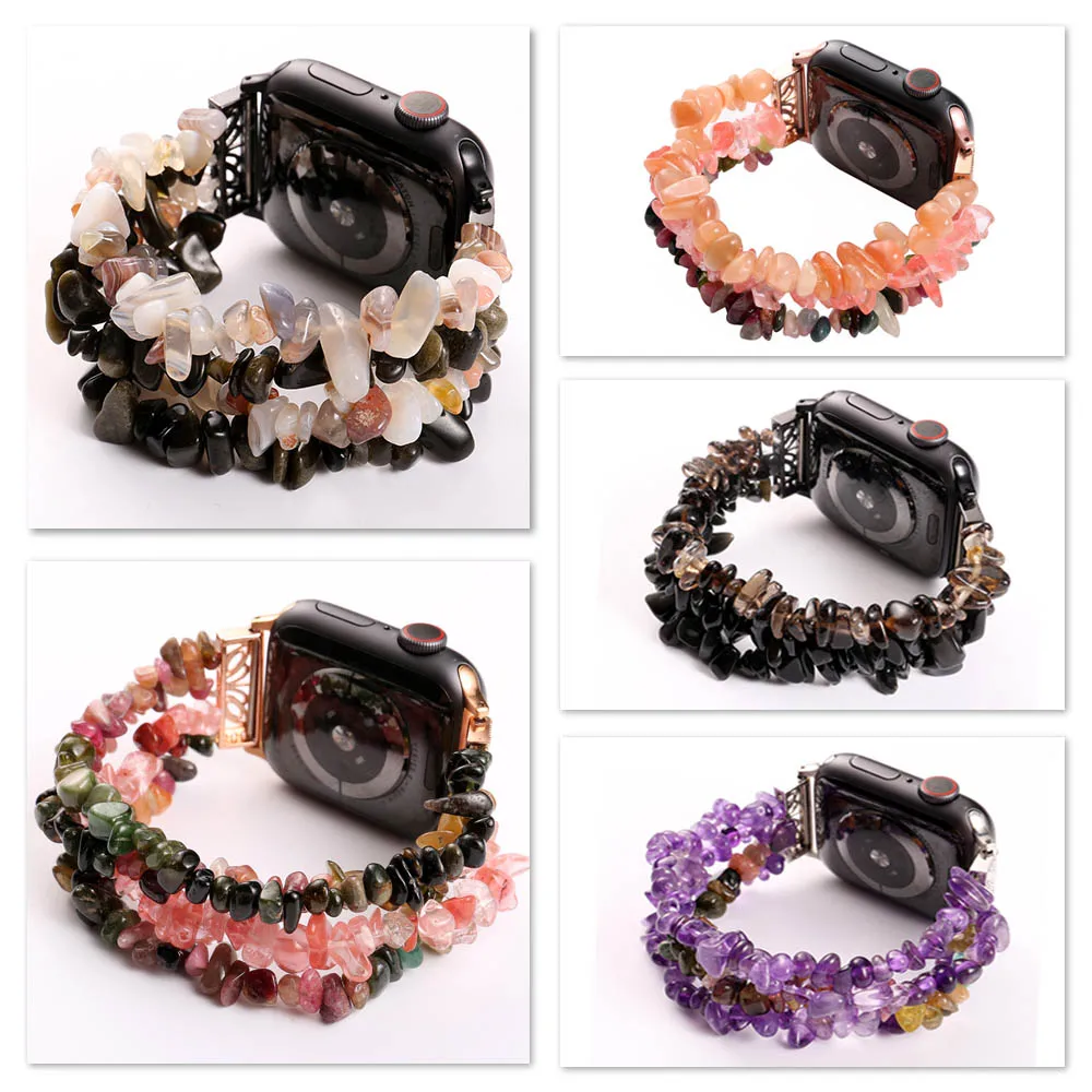 

Rough Stone Strap For Apple Watch Band 49mm 41mm 45mm 44mm 40mm 42mm Handmade Crystal Creative Bracelet iWatch UIra 8 7 6 5 4 SE