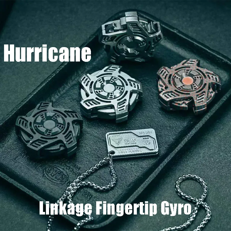 

ACEdc Iron Room EDC Hurricane Linkage Fidget Spinner Black Technology Finger Decompression Toy Trendy Play Push Card Papa Coin
