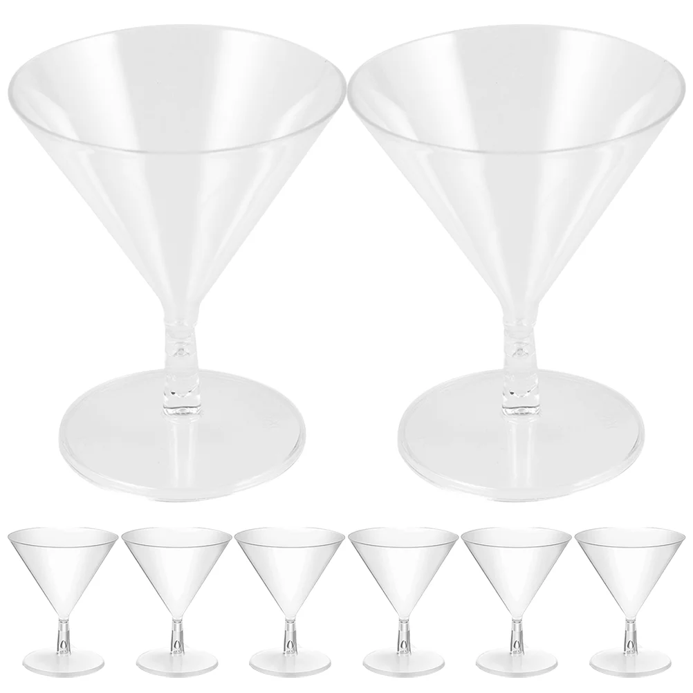 8 Pcs Clear Goblets for Party Disposable Wineglass Martini Glasses Cocktail Cup Abs