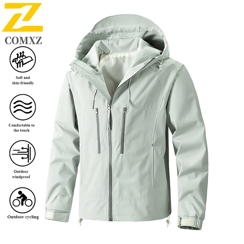 EiAO Windbreaker Unisex Solidcolor Hooded Fall Waterproof Lightweight Jackets for Hiking Camping Fishing Outdoor Casual Wear2025