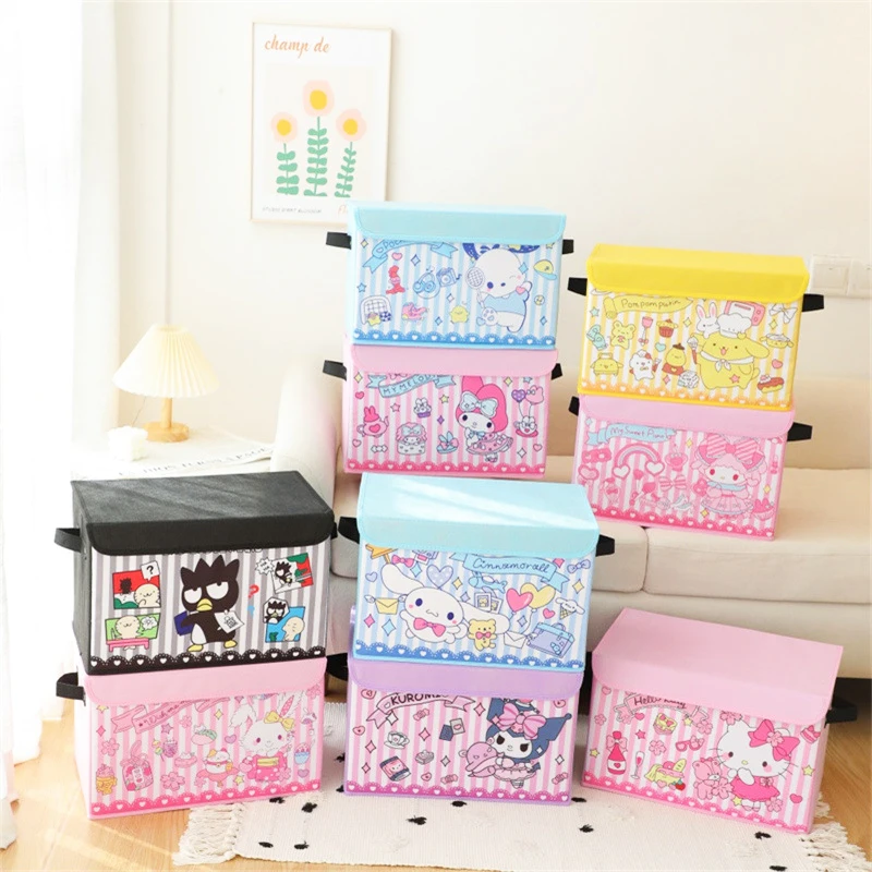 

Kawaii Sanrio Kuromi Storage Box Cute Anime Sweet Girls Cinnamoroll My Melody Cartoon Sweet Ornament Tidy Up Gifts Toys