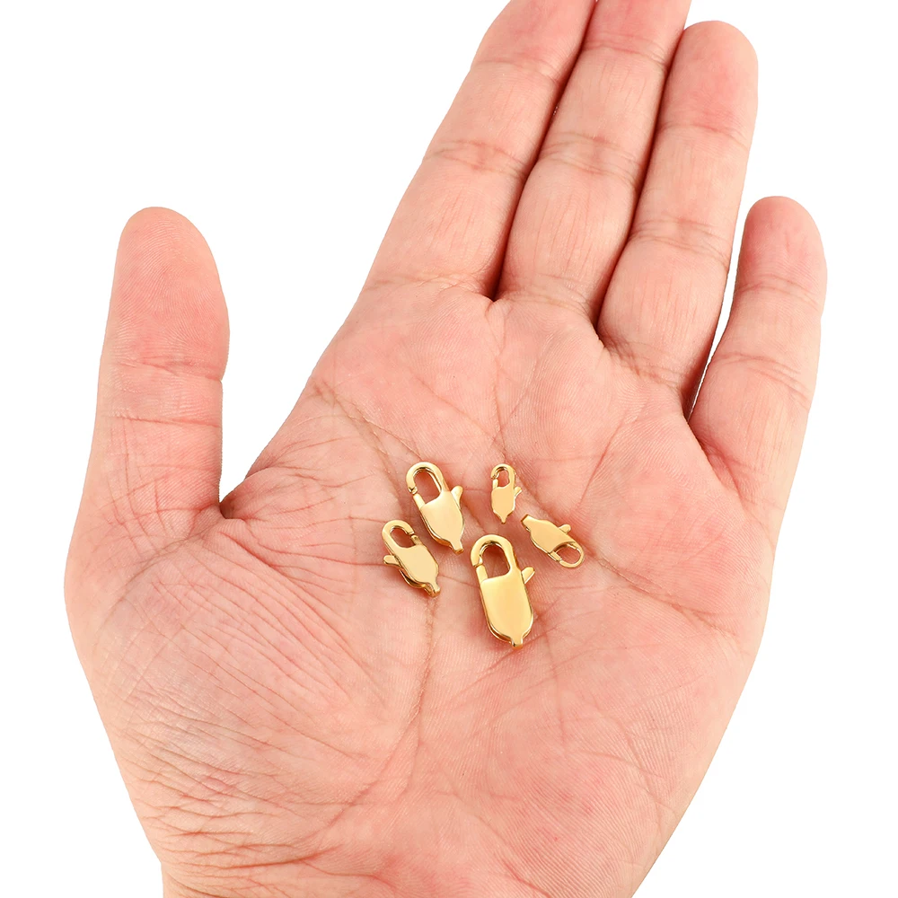 10 Stück rechteckige Karabinerverschlüsse aus Edelstahl, goldfarben, Halskettenhaken, Verbinder, DIY-Schmuckherstellung, Armbänder, Erkenntnisse in großen Mengen – Detail 5